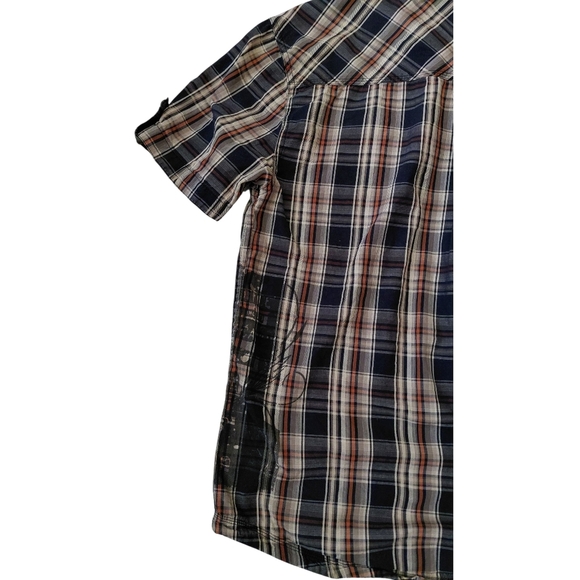 Men's Casual Plaid Button-Down Shirt - Black and Orange - Picture 6 of 10